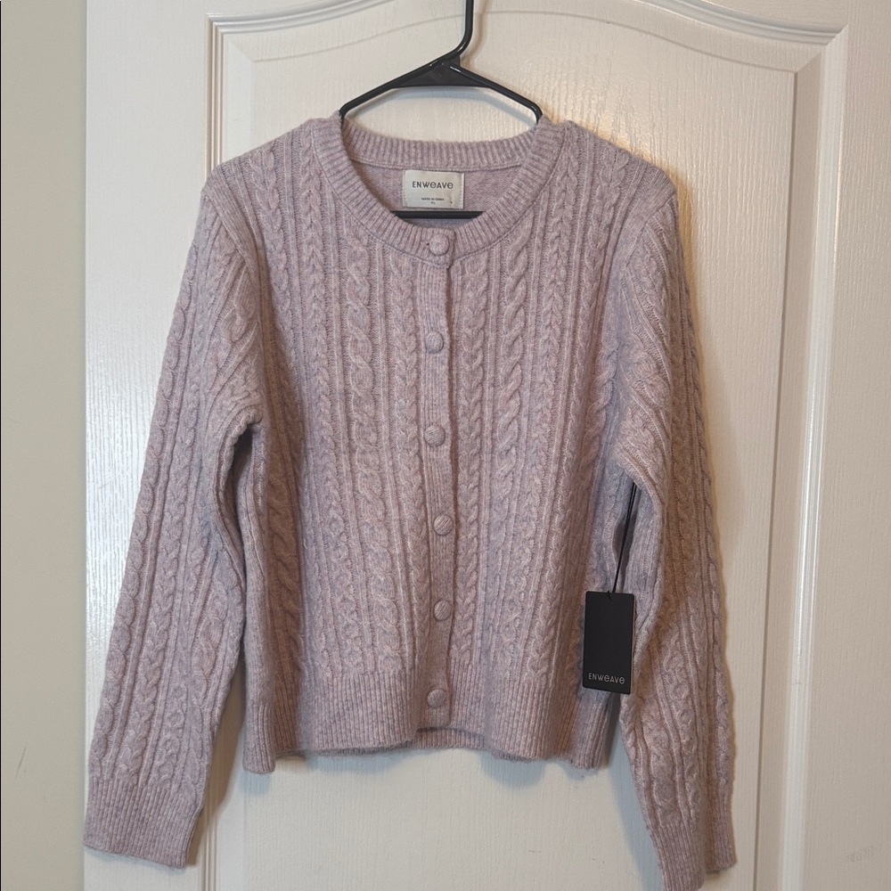 ENWEAVE Wool Blend Cardigan Sweater Pink Size XL